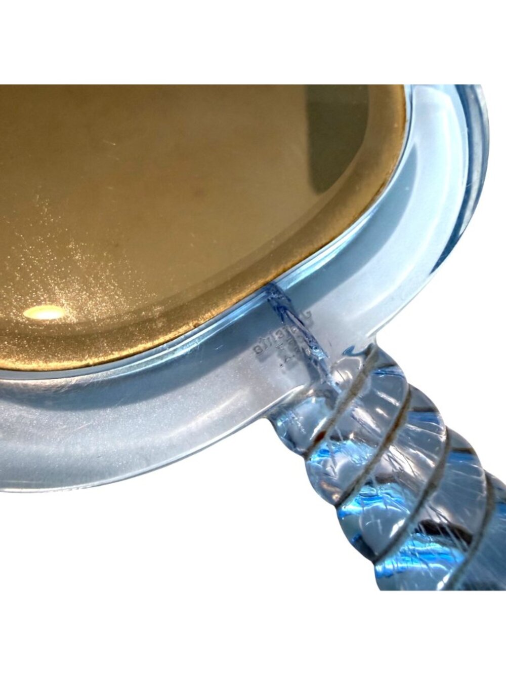 Jewelite Handheld Vanity Mirror Blue Lucite Twisted Handle VTG Art Deco 450 USA - Picture 3 of 10